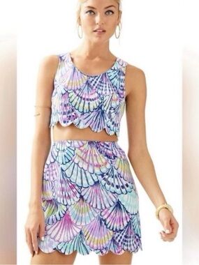 Lilly Pulitzer Pastel Shell-Print Cropped Tank and Skirt Set